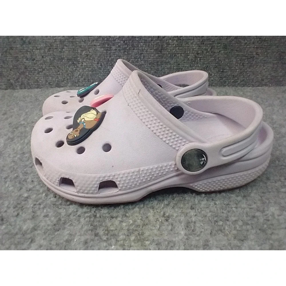 Crocs Kids Classic Clog Lavender Purple Character Charms C10 Slip On Shoes